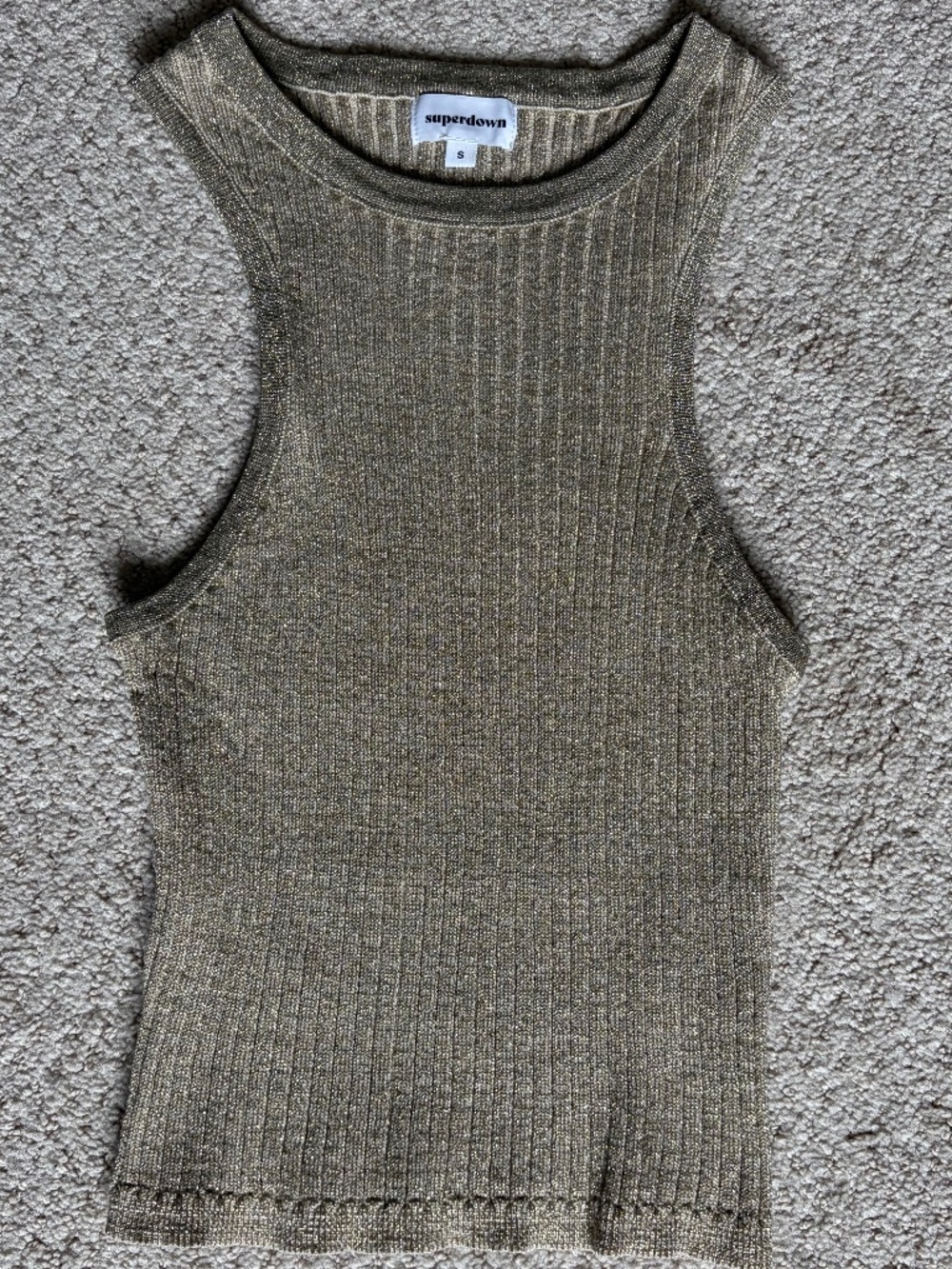 Superdown Sonya Rib Knit Sweater Tank Small Gold - Picture 6 of 13